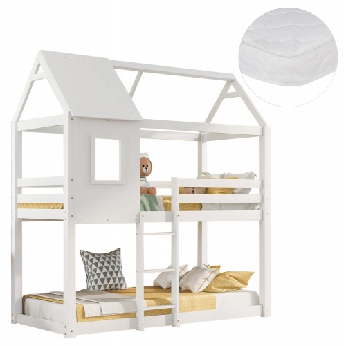 ΚΟΥΚΕΤΑ ΠΑΙΔΙΚΗ ΜΕ 2 ΣΤΡΩΜΑΤΑ HOOD HM21314 01 ΞΥΛΟ ΠΕΥΚΟΥ ΛΕΥΚΟ--ΣΤΡΩΜΑΤΑ 90x190εκ c514707