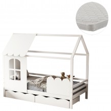 ΚΡΕΒΑΤΙ ΠΑΙΔΙΚΟ ΜΕ ΣΤΡΩΜΑ DOMER HM21319 ΞΥΛΟ ΠΕΥΚΟΥ ΣΕ ΛΕΥΚΟ--ΣΤΡΩΜΑ 90x190εκ c526233