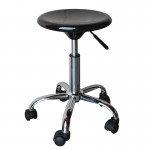 GLORY Σκαμπό Βάση Χρώμιο ABS Μαύρο Ρυθμιζόμενο Ύψος Περιστρεφόμενο Τροχήλατο c530102