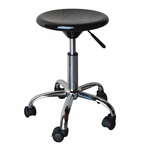 GLORY Σκαμπό Βάση Χρώμιο ABS Μαύρο Ρυθμιζόμενο Ύψος Περιστρεφόμενο Τροχήλατο c530102