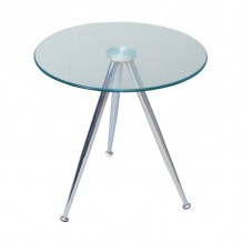 Mabel Τραπεζάκι Βοηθητικό Μέταλλο Χρώμιο Γυαλί Clear Tempered 8mm c530129