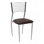 Anette Καρέκλα Μέταλλο Χρώμιο PVC Σκούρο Καφέ set 6τεμ c530136