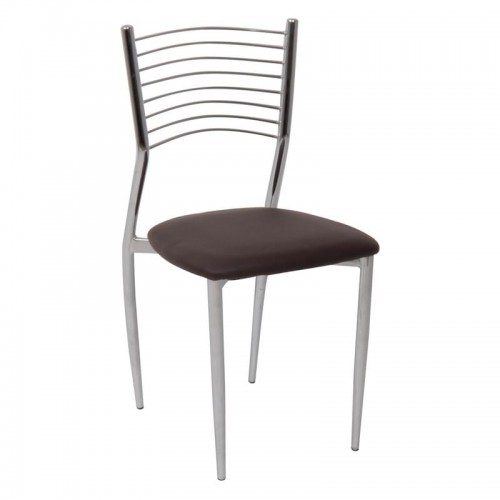 Anette Καρέκλα Μέταλλο Χρώμιο PVC Σκούρο Καφέ set 6τεμ c530136