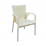 Lora Πολυθρόνα Pro Dining Στοιβαζόμενη ALU Silver PP UV Protection Απόχρωση Εκρού c530137