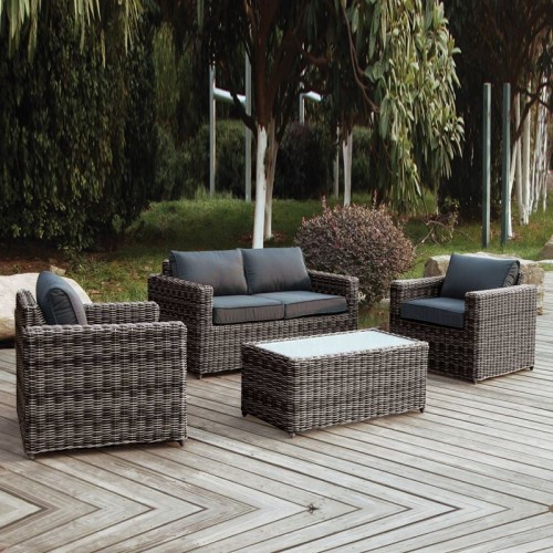 Sedona Set Σαλόνι Κήπου ALU 2Θέσιος 2 Πολυθρόνες Τραπέζι Wicker Grey Brown Μαξ Ανθρακί c530148
