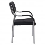 Alpha Πολυθρόνα Γραφείου Επισκέπτη Χρώμιο Pu Μαύρο c530149