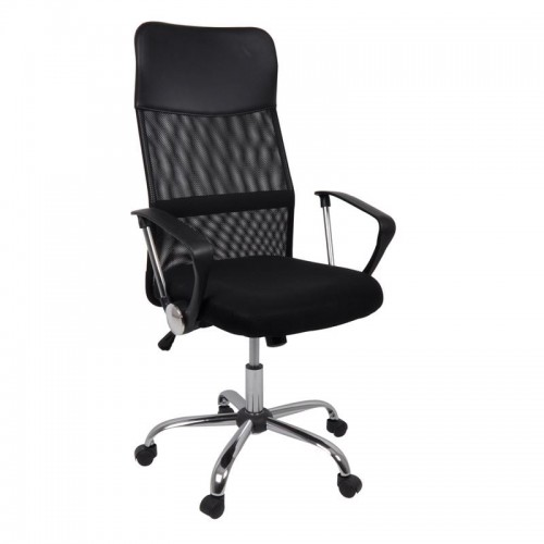 Πολυθρόνα Γραφείου Διευθυντή Βάση Χρώμιο Pu Μαύρο Mesh Μαύρο c530154