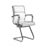 Πολυθρόνα Γραφείου Επισκέπτη Μέταλλο Χρώμιο PU Μαύρο c530163