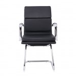 Πολυθρόνα Γραφείου Επισκέπτη Μέταλλο Χρώμιο PU Μαύρο c530163