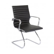 Πολυθρόνα Επισκέπτη Μέταλλο Χρώμιο PU Μαύρο set 2 τεμ c530165