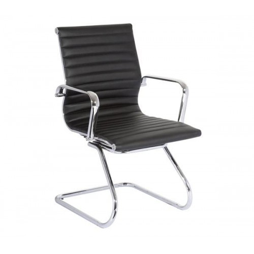 Πολυθρόνα Επισκέπτη Μέταλλο Χρώμιο PU Μαύρο set 2 τεμ c530165