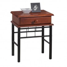 Fiore Κομοδίνο Μέταλλο Βαφή Μαύρο Ξύλο Καρυδί c530167