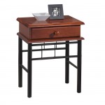 Fiore Κομοδίνο Μέταλλο Βαφή Μαύρο Ξύλο Καρυδί c530167