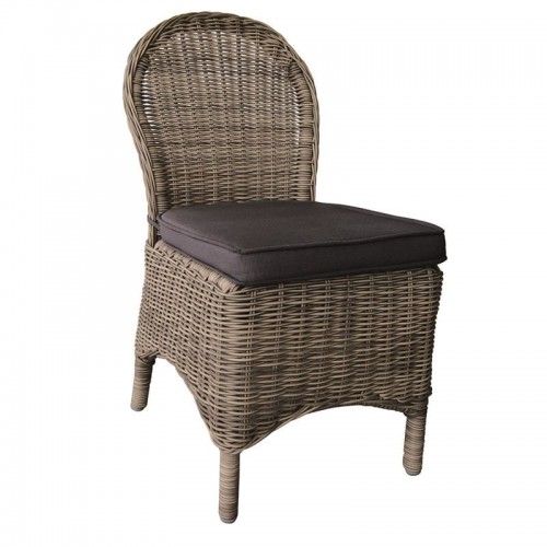 Onia Καρέκλα Τραπεζαρίας Κήπου ALU Φ5mm Round Wicker Grey Brown Μαξιλάρι Ανθρακί Συσκ 2 Τεμαχίων c530170