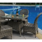 Onia Καρέκλα Τραπεζαρίας Κήπου ALU Φ5mm Round Wicker Grey Brown Μαξιλάρι Ανθρακί Συσκ 2 Τεμαχίων c530170