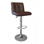 Line Σκαμπό BAR με Πλάτη Χρώμιο PU Σκούρο Καφέ Ρύθμιση Ύψους Περιστρεφόμενο c530209