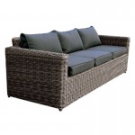 Sedona 3Θέσιος Καναπές Κήπου ALU 4mm Half Round Wicker Grey Brown Μαξιλάρια Ανθρακί c530212