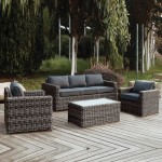 Sedona Set Σαλόνι Κήπου ALU 3Θέσιος 2 Πολυθρόνες Τραπέζι Wicker Grey Brown Μαξ Ανθρακί c530220
