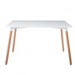 Legno Τραπέζι Τραπεζαρίας Κουζίνας Άσπρο MDF Πόδια Οξιά Φυσικό c530226