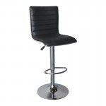 ALLO Σκαμπό BAR με Πλάτη Βάση Χρώμιο PU Μαύρο Ρύθμιση Ύψους Περιστρεφόμενο c530236