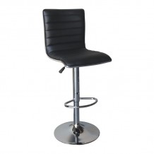 ALLO Σκαμπό BAR με Πλάτη Βάση Χρώμιο PU Μαύρο Ρύθμιση Ύψους Περιστρεφόμενο c530236