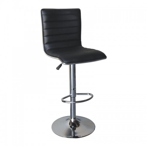 ALLO Σκαμπό BAR με Πλάτη Βάση Χρώμιο PU Μαύρο Ρύθμιση Ύψους Περιστρεφόμενο c530236