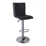 ALLO Σκαμπό BAR με Πλάτη Βάση Χρώμιο PU Μαύρο Ρύθμιση Ύψους Περιστρεφόμενο c530236