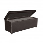 Nice Σκαμπό Αποθηκευτικό Ταμπουρέ PU Σκούρο Καφέ c530242