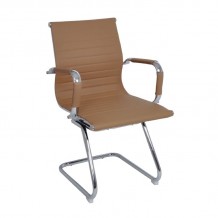 Πολυθρόνα Γραφείου Επισκέπτη Μέταλλο Βάση Χρώμιο PU Μπεζ c530268