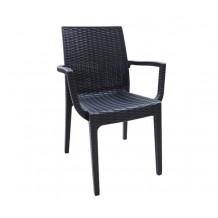 Dia Πολυθρόνα Τραπεζαρίας Κήπου Στοιβαζόμενη PP Rattan Look UV Protection Ανθρακί c530270