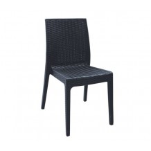 Dia Καρέκλα Τραπεζαρίας Κήπου Στοιβαζόμενη PP Rattan Look UV Protection Ανθρακί c530271