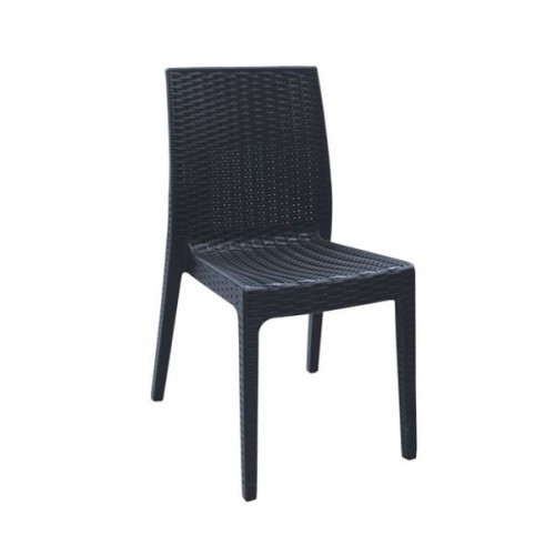 Dia Καρέκλα Τραπεζαρίας Κήπου Στοιβαζόμενη PP Rattan Look UV Protection Ανθρακί c530271