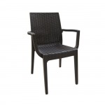 Dia Πολυθρόνα Τραπεζαρίας Κήπου Στοιβαζόμενη PP Rattan Look UV Protection Καφέ c530274