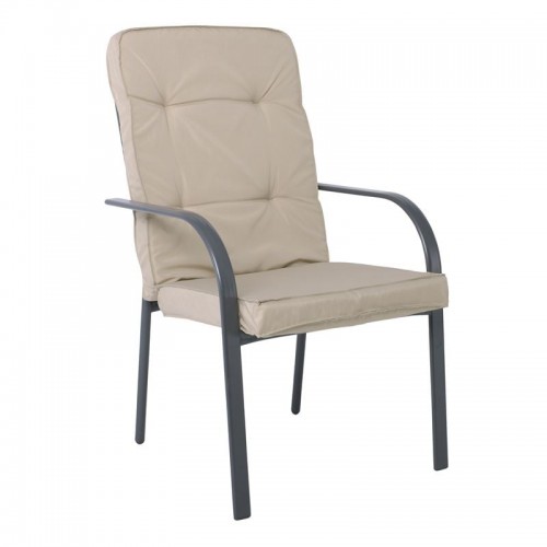 Astir Πολυθρόνα Κήπου Βεράντας Μέταλλο Βαφή Ανθρακί Μαξιλάρι Μπεζ c530318