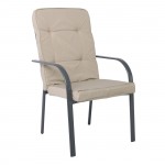 Astir Πολυθρόνα Κήπου Βεράντας Μέταλλο Βαφή Ανθρακί Μαξιλάρι Μπεζ c530318