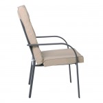 Astir Πολυθρόνα Κήπου Βεράντας Μέταλλο Βαφή Ανθρακί Μαξιλάρι Μπεζ c530318