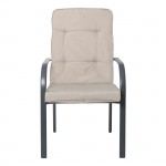 Astir Πολυθρόνα Κήπου Βεράντας Μέταλλο Βαφή Ανθρακί Μαξιλάρι Μπεζ c530318