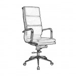 Πολυθρόνα Διευθυντή Μέταλλο Χρώμιο PU Άσπρο c530325