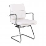 Πολυθρόνα Γραφείου Επισκέπτη Μέταλλο Χρώμιο PU Άσπρο c530326