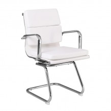 Πολυθρόνα Γραφείου Επισκέπτη Μέταλλο Χρώμιο PU Άσπρο c530326