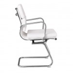 Πολυθρόνα Γραφείου Επισκέπτη Μέταλλο Χρώμιο PU Άσπρο c530326