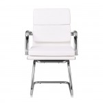 Πολυθρόνα Γραφείου Επισκέπτη Μέταλλο Χρώμιο PU Άσπρο c530326