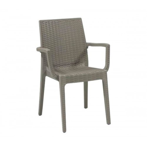 Dia Πολυθρόνα Τραπεζαρίας Κήπου Στοιβαζόμενη PP Rattan Look UV Protection Tortora c530339