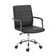 Πολυθρόνα Γραφείου Μέταλλο Βάση Χρώμιο PVC Μαύρο c530351