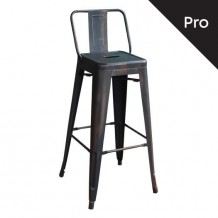 Intra Σκαμπό Bar Pro με Πλάτη Μέταλλο Βαφή Antique Black c530355