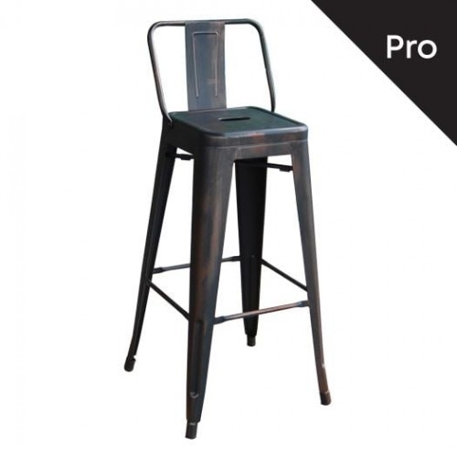 Intra Σκαμπό Bar Pro με Πλάτη Μέταλλο Βαφή Antique Black c530355