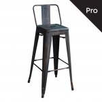 Intra Σκαμπό Bar Pro με Πλάτη Μέταλλο Βαφή Antique Black c530355