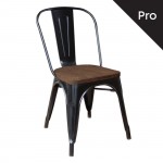 Intra Wood Καρέκλα Pro Στοιβαζόμενη Μέταλλο Βαφή Μαύρο Κάθισμα Dark Oak c530360