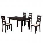 Mila Set Τραπεζαρία Κουζίνας Ξύλινη Επεκτεινόμενο Τραπέζι 4 Καρέκλες Σκ Καρυδί PVC Εκρού c530405