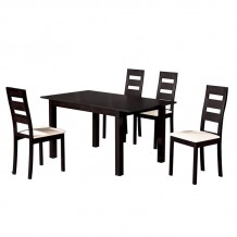 Mila Set Τραπεζαρία Κουζίνας Ξύλινη Επεκτεινόμενο Τραπέζι 4 Καρέκλες Σκ Καρυδί PVC Εκρού c530405